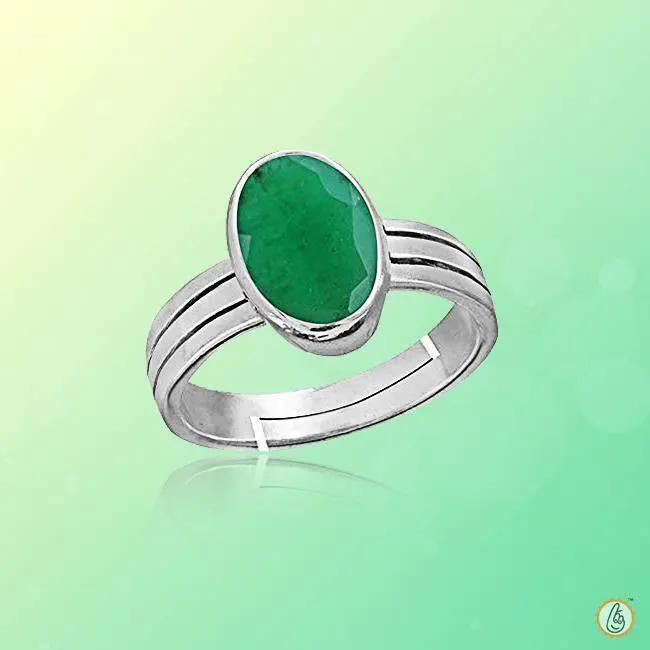 Silver Emerald Oval-Yellowish-Green Ring - Panna | Brahmatells Astro Collection by Brahmatells