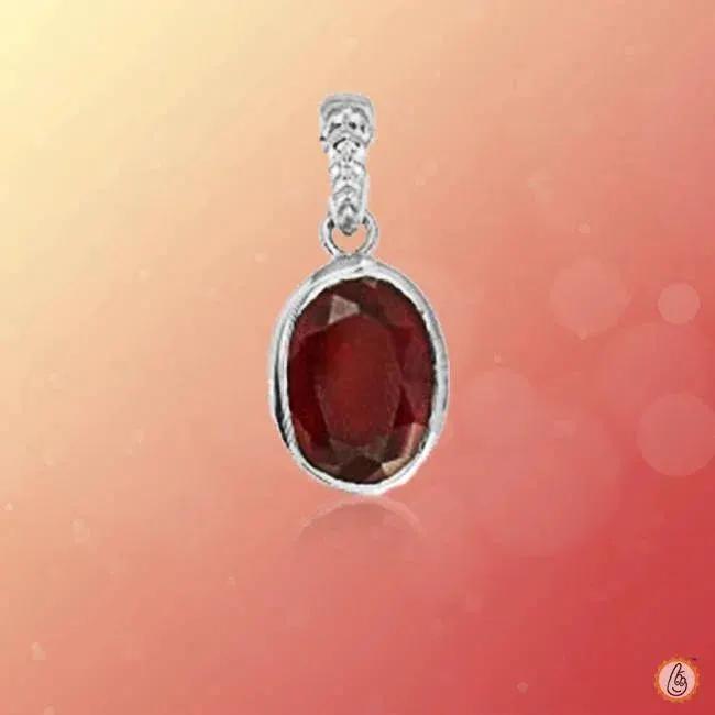Silver Hessonite Gomed Oval Pendant - Embrace Saturn's Wisdom | Brahmatells by Brahmatells