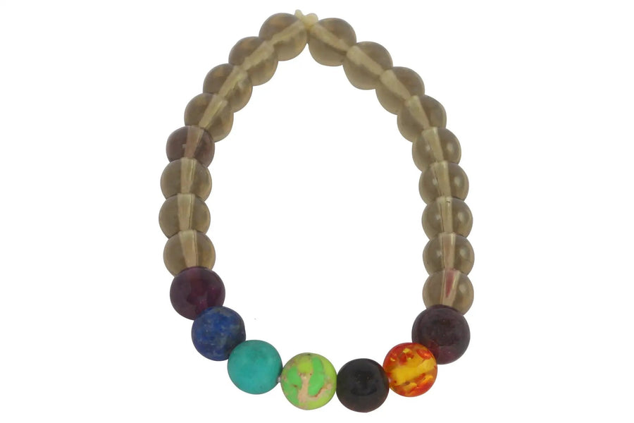 Smoky Quartz Seven Chakra Bracelet - Grounding & Balance | Brahmatells by Brahmatells