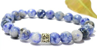 Sodalite Chakra Healing Bracelet - 8mm Faceted Diamond Cut Beads by Brahmatells