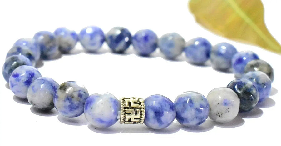 Sodalite Chakra Healing Bracelet - 8mm Faceted Diamond Cut Beads by Brahmatells