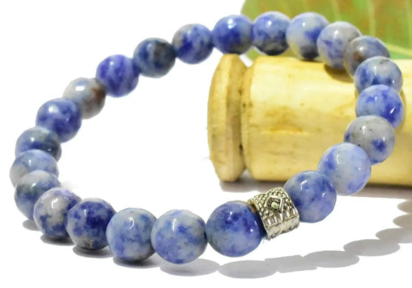 Sodalite Chakra Healing Bracelet - 8mm Faceted Diamond Cut Beads by Brahmatells