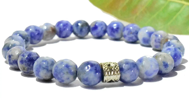 Sodalite Chakra Healing Bracelet - 8mm Faceted Diamond Cut Beads by Brahmatells