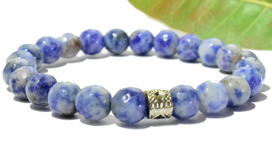 Sodalite Chakra Healing Bracelet - 8mm Faceted Diamond Cut Beads by Brahmatells