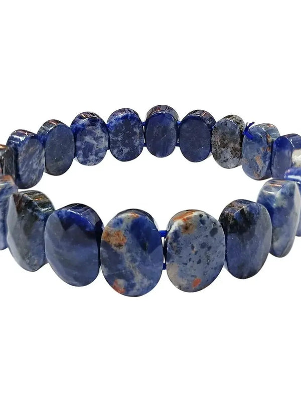 Sodalite Oval Faceted Bracelet – Unisex Crystal Jewelry by Brahmatells
