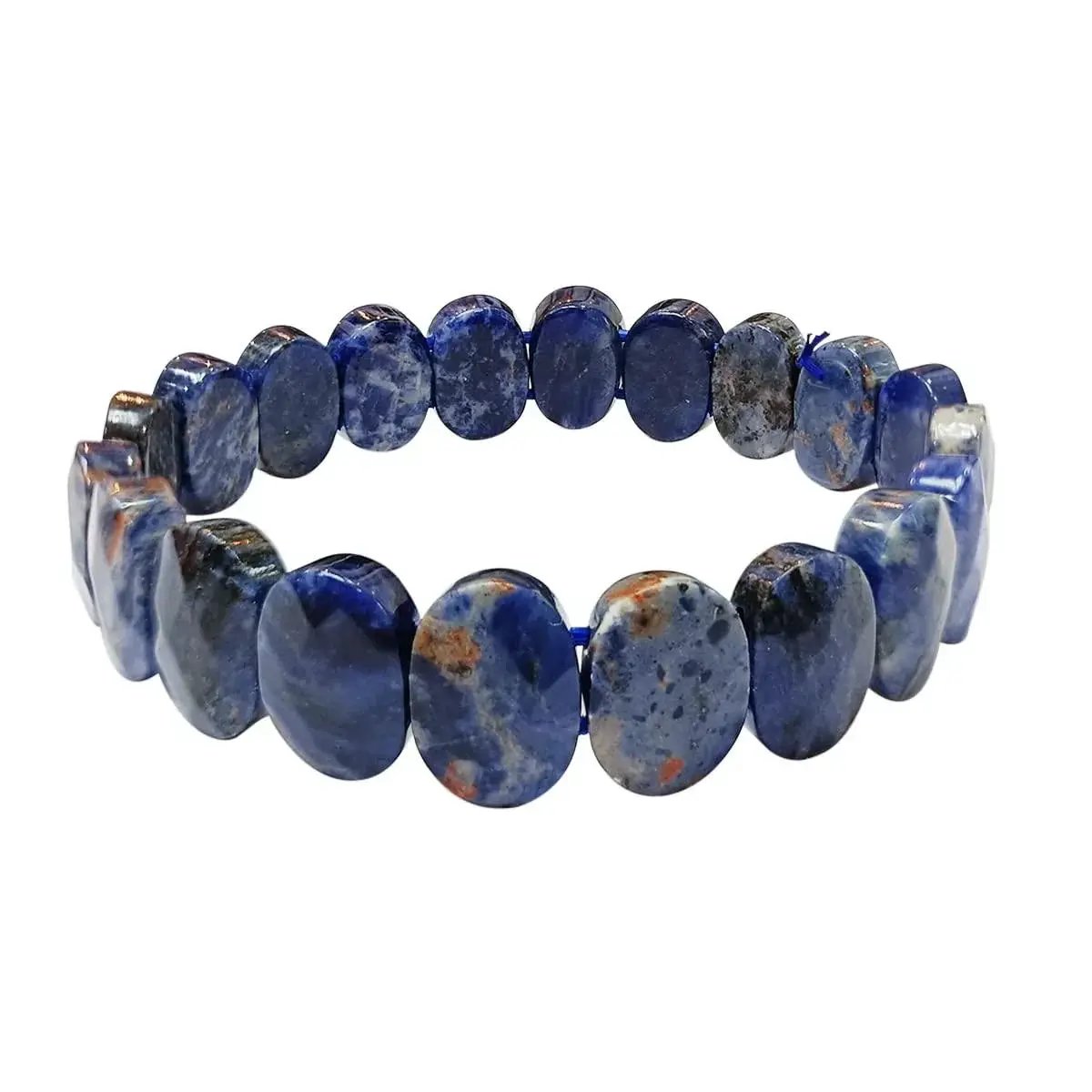Sodalite Oval Faceted Bracelet – Unisex Crystal Jewelry by Brahmatells