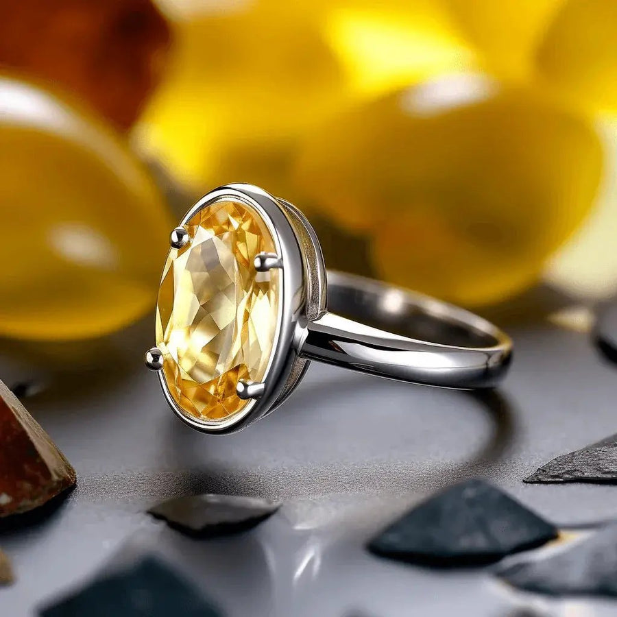 Soft-Oval Honey-Yellow Sapphire Ring - Jupiter's Harmony | Brahmatells by Brahmatells