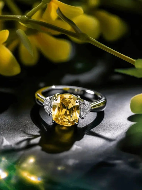Soft-Square Yellow Sapphire Ring - Jupiter's Blessing | Brahmatells by Brahmatells