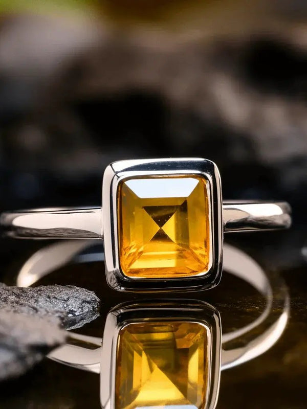 Square Yellow Sapphire Ring - Jupiter's Harmony | Brahmatells by Brahmatells