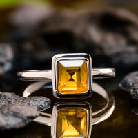 Square Yellow Sapphire Ring - Jupiter's Harmony | Brahmatells by Brahmatells