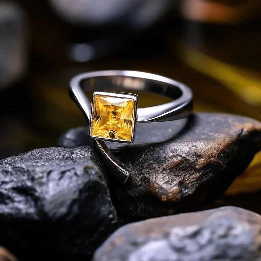 Square Yellow Sapphire Ring - Jupiter's Harmony | Brahmatells by Brahmatells