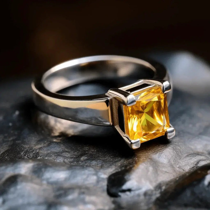 Square Yellow Sapphire Ring - Jupiter's Harmony | Brahmatells by Brahmatells