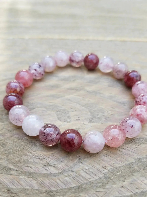 Strawberry Quartz Bracelet – Pink Crystal for Heart Energy by Brahmatells