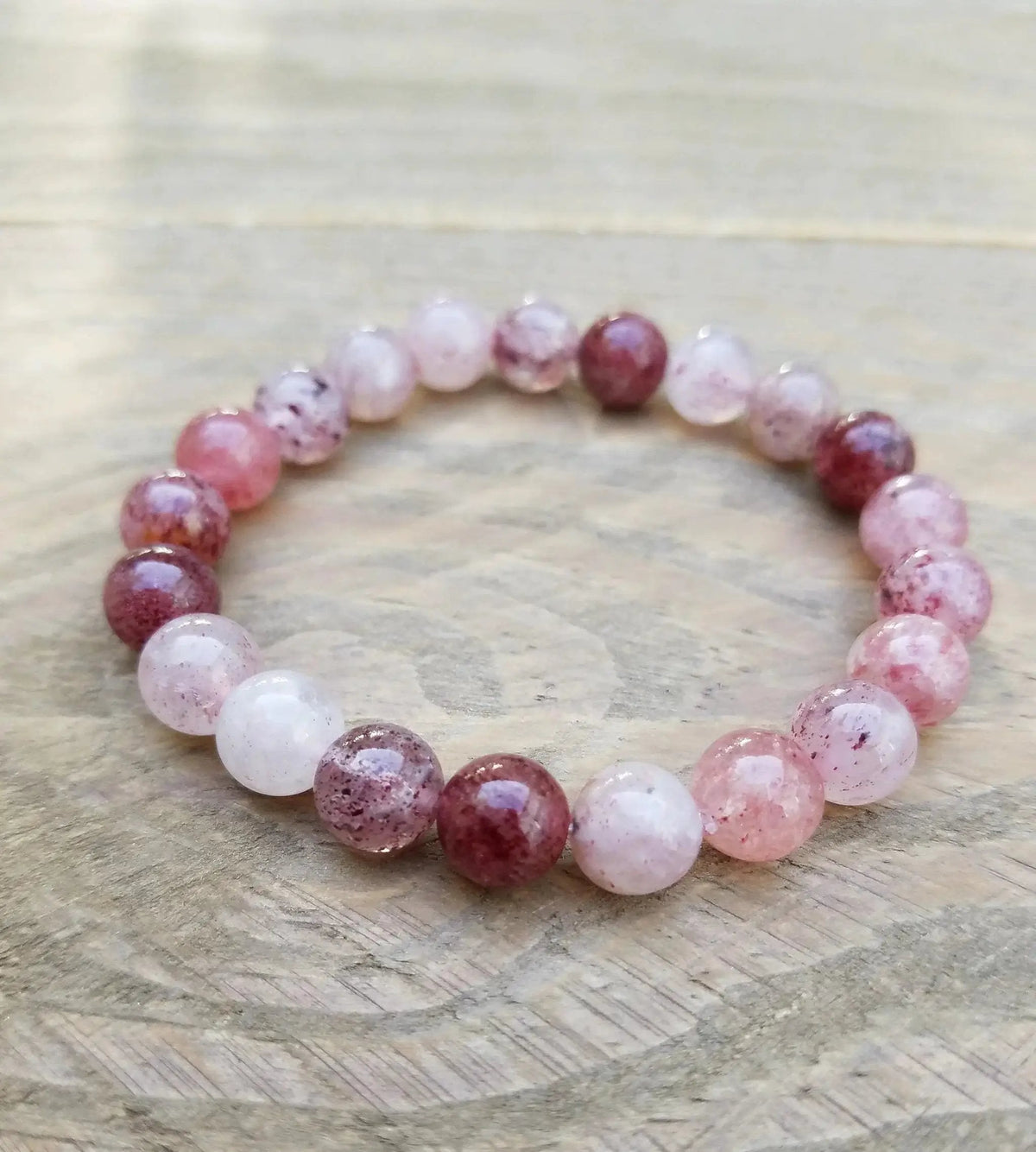 Strawberry Quartz Bracelet – Pink Crystal for Heart Energy by Brahmatells