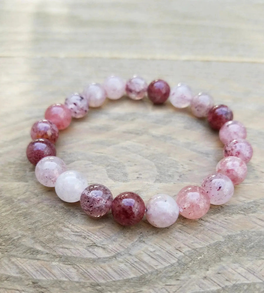 Strawberry Quartz Bracelet – Pink Crystal for Heart Energy by Brahmatells