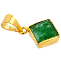 Stunning Square Emerald Pendant - Dark Yellowish-Green Panna | Brahmatells by Brahmatells