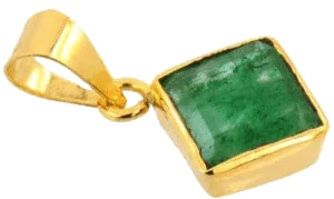 Stunning Square Emerald Pendant - Dark Yellowish-Green Panna | Brahmatells by Brahmatells