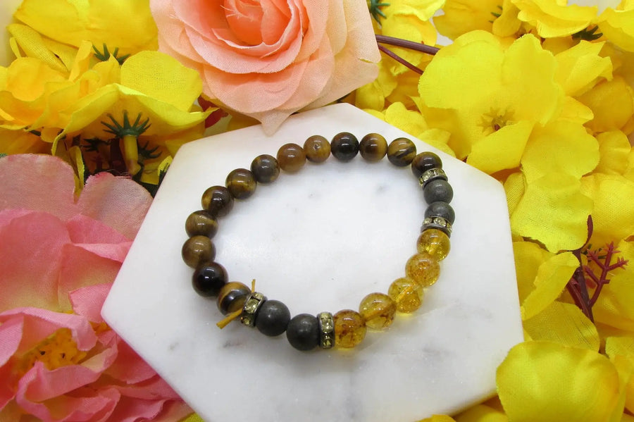 Success Bracelet – Citrine, Pyrite & Tiger Eye Stones by Brahmatells