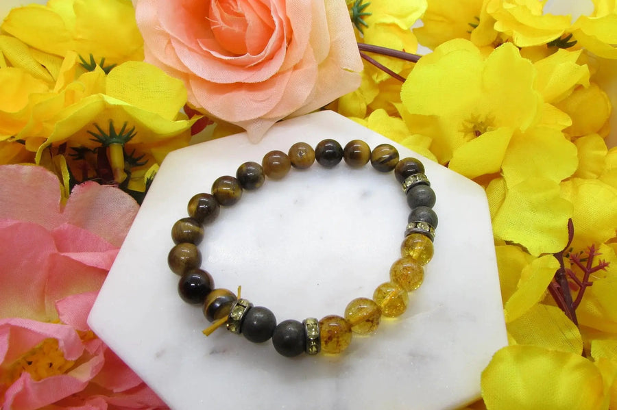 Success Bracelet – Citrine, Pyrite & Tiger Eye Stones by Brahmatells