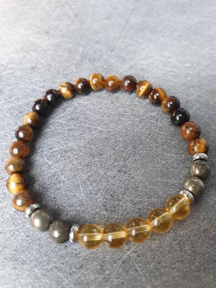 Success Bracelet – Citrine, Pyrite & Tiger Eye Stones by Brahmatells