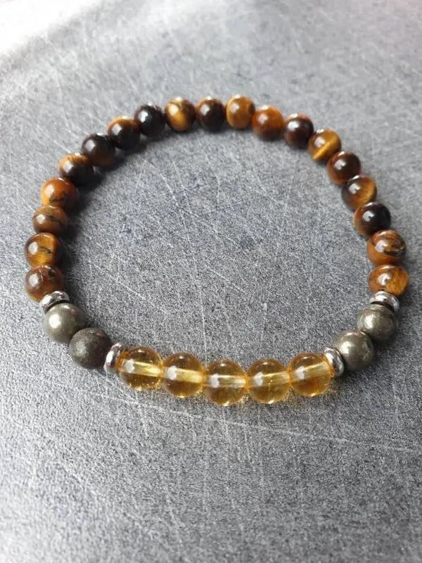 Success Bracelet – Citrine, Pyrite & Tiger Eye Stones by Brahmatells