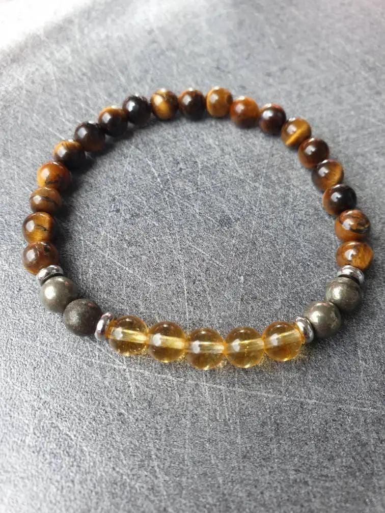 Success Bracelet – Citrine, Pyrite & Tiger Eye Stones by Brahmatells