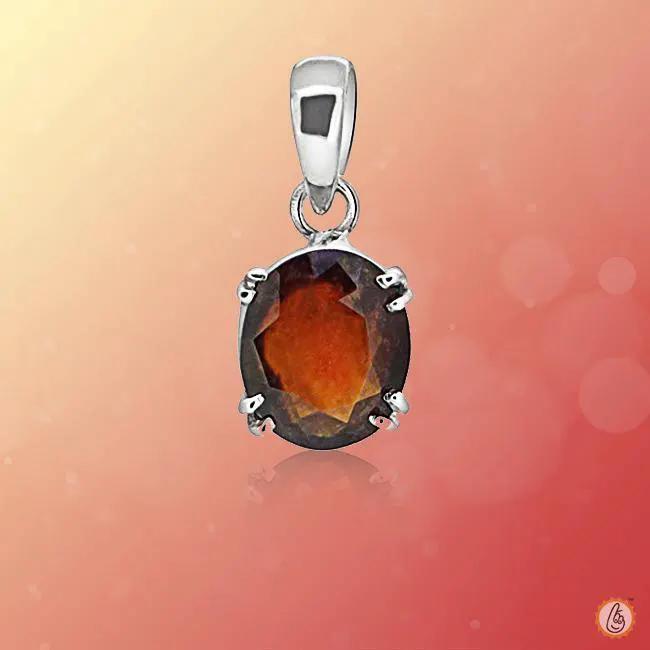 Tan Brown Hessonite Gomed Silver Pendant - Saturn's Essence | Brahmatells by Brahmatells