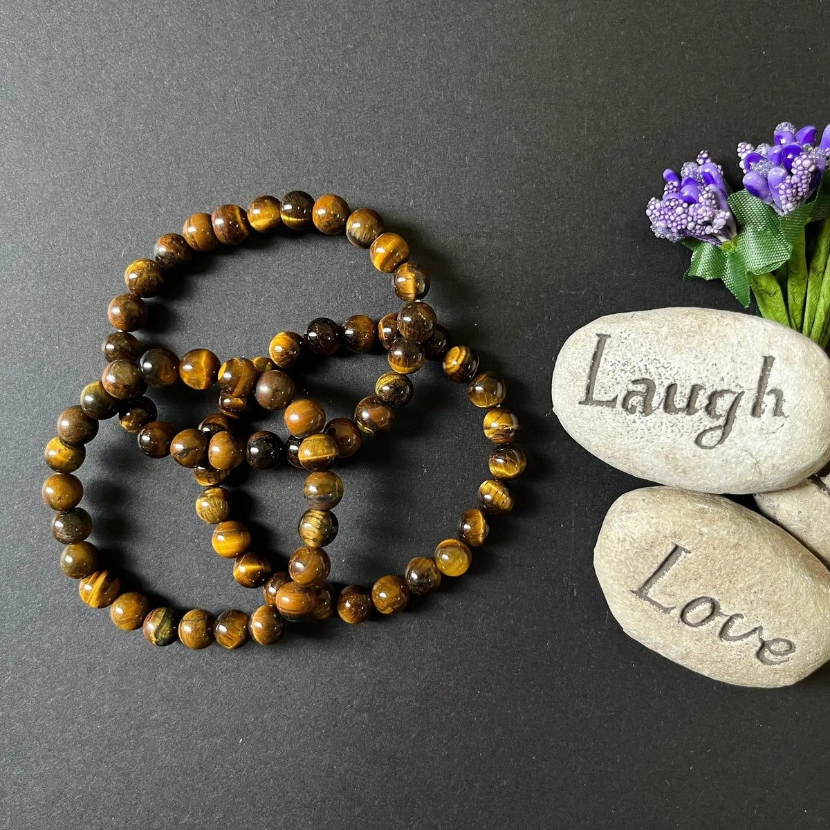 Tiger Eye Crystal Bracelet | 8MM Natural Beaded Gemstone Jewelry by Brahmatells