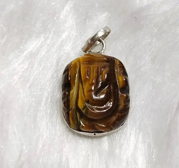 Tiger Eye Ganesha Pendant for Empowerment | Brahmatells by Brahmatells