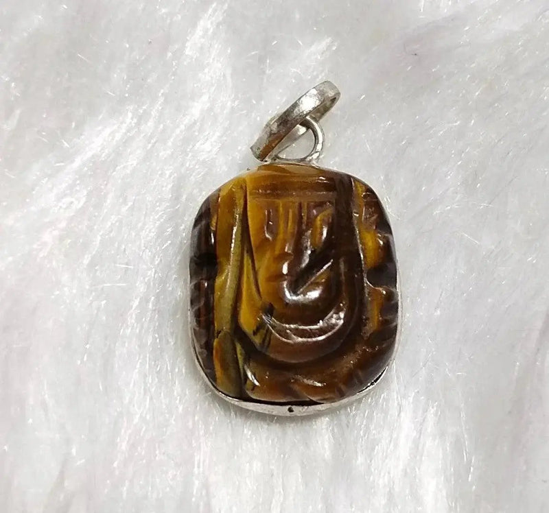 Tiger Eye Ganesha Pendant for Empowerment | Brahmatells by Brahmatells