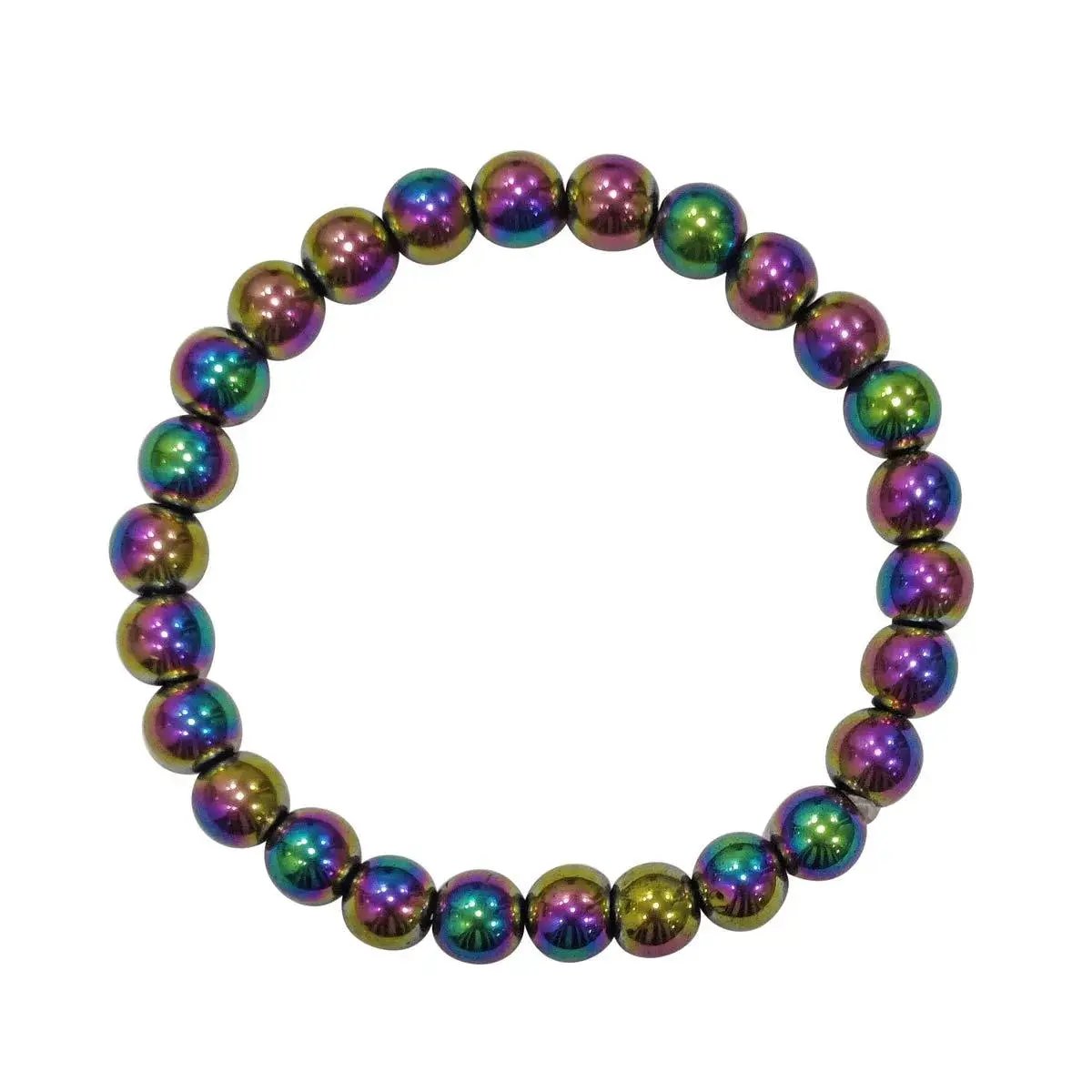 Titanium Hematite Bracelet – Rainbow Finish Grounding Stone by Brahmatells