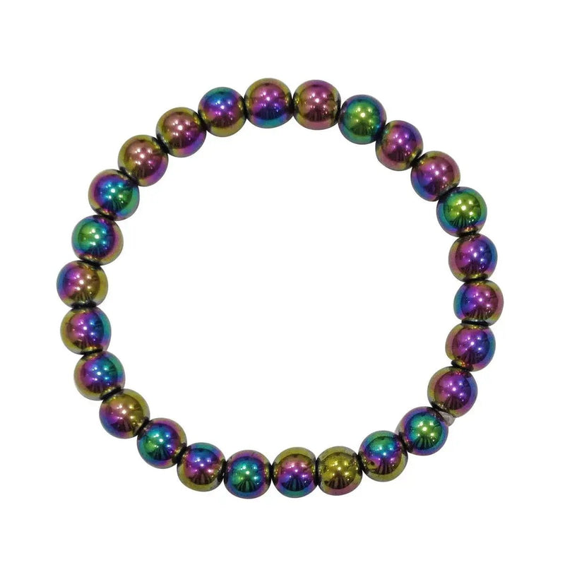 Titanium Hematite Bracelet – Rainbow Finish Grounding Stone by Brahmatells