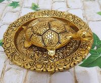 Tortoise On Plate (Golden) by Brahmatells