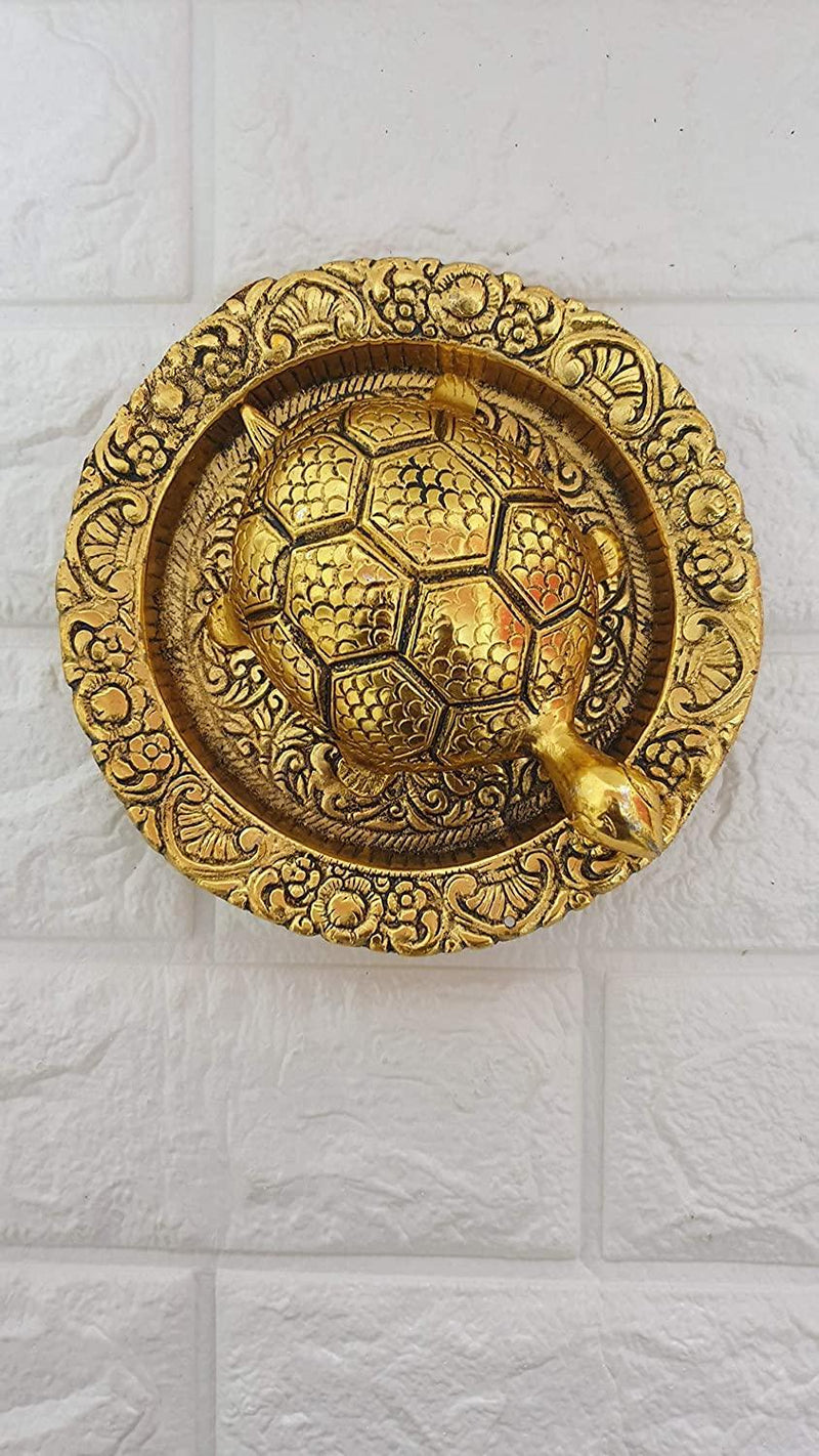 Tortoise On Plate (Golden) by Brahmatells
