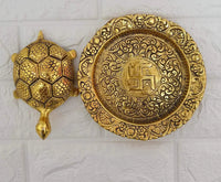 Tortoise On Plate (Golden) by Brahmatells