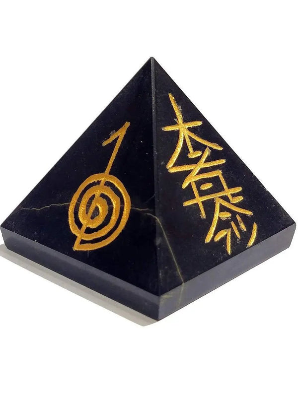 Tourmaline Reiki Symbol Natural Crystal Stone Pyramid for Reiki Healing/Grid and Aura Cleaning, Vastu Correction and Crystal Healing Stone by Brahmatells