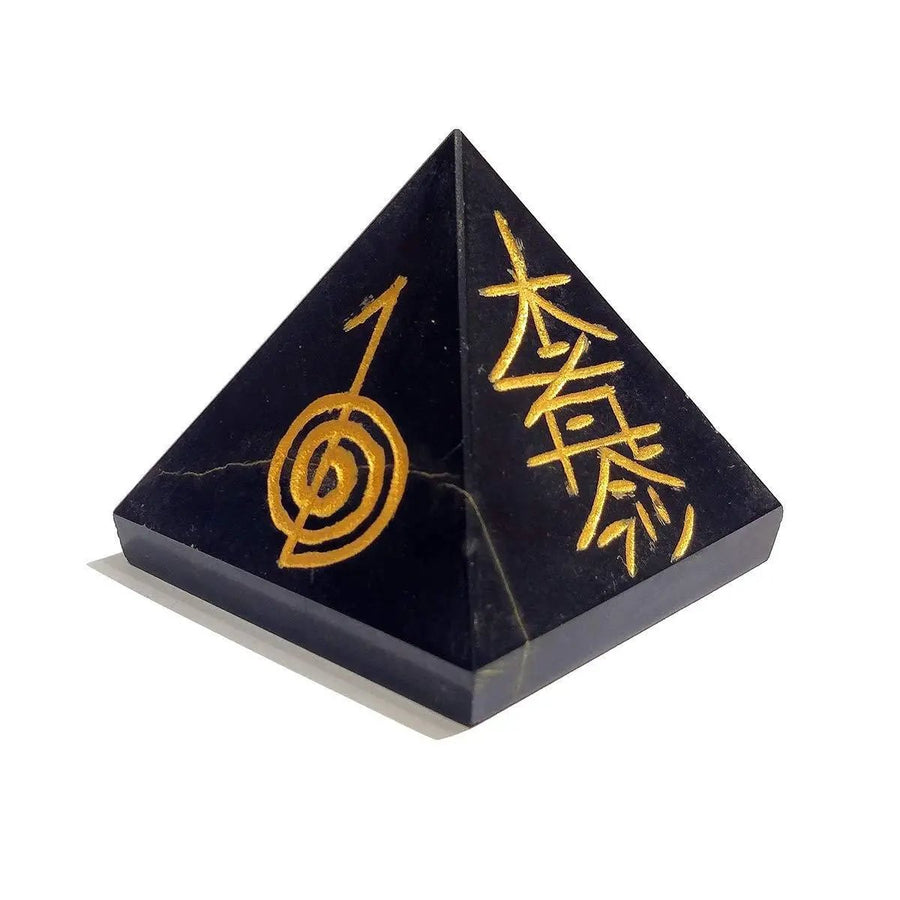 Tourmaline Reiki Symbol Natural Crystal Stone Pyramid for Reiki Healing/Grid and Aura Cleaning, Vastu Correction and Crystal Healing Stone by Brahmatells