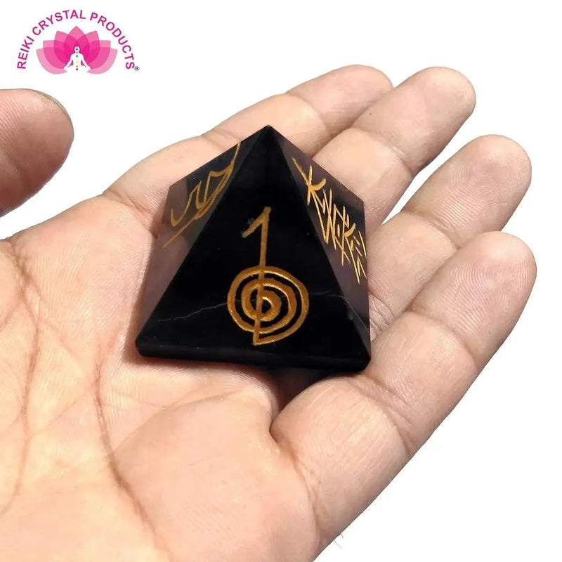 Tourmaline Reiki Symbol Natural Crystal Stone Pyramid for Reiki Healing/Grid and Aura Cleaning, Vastu Correction and Crystal Healing Stone by Brahmatells