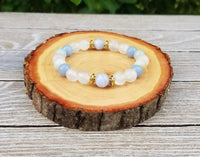Tranquility Bracelet: Selenite, Morganite, Aquamarine, Blue Lace Agate | Brahmatells by Brahmatells