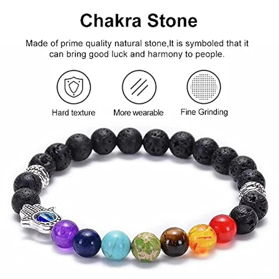 Triple Protection 7 Chakra Beads Bracelet - Balance & Harmony by Brahmatells