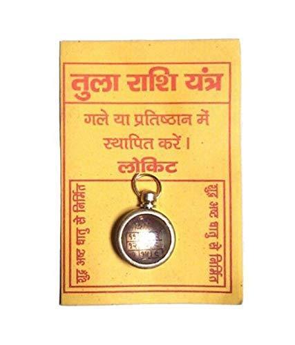 Tula/Libra Rashi Yantra Locket, Round Shape, Brass and Glass Made by Brahmatells