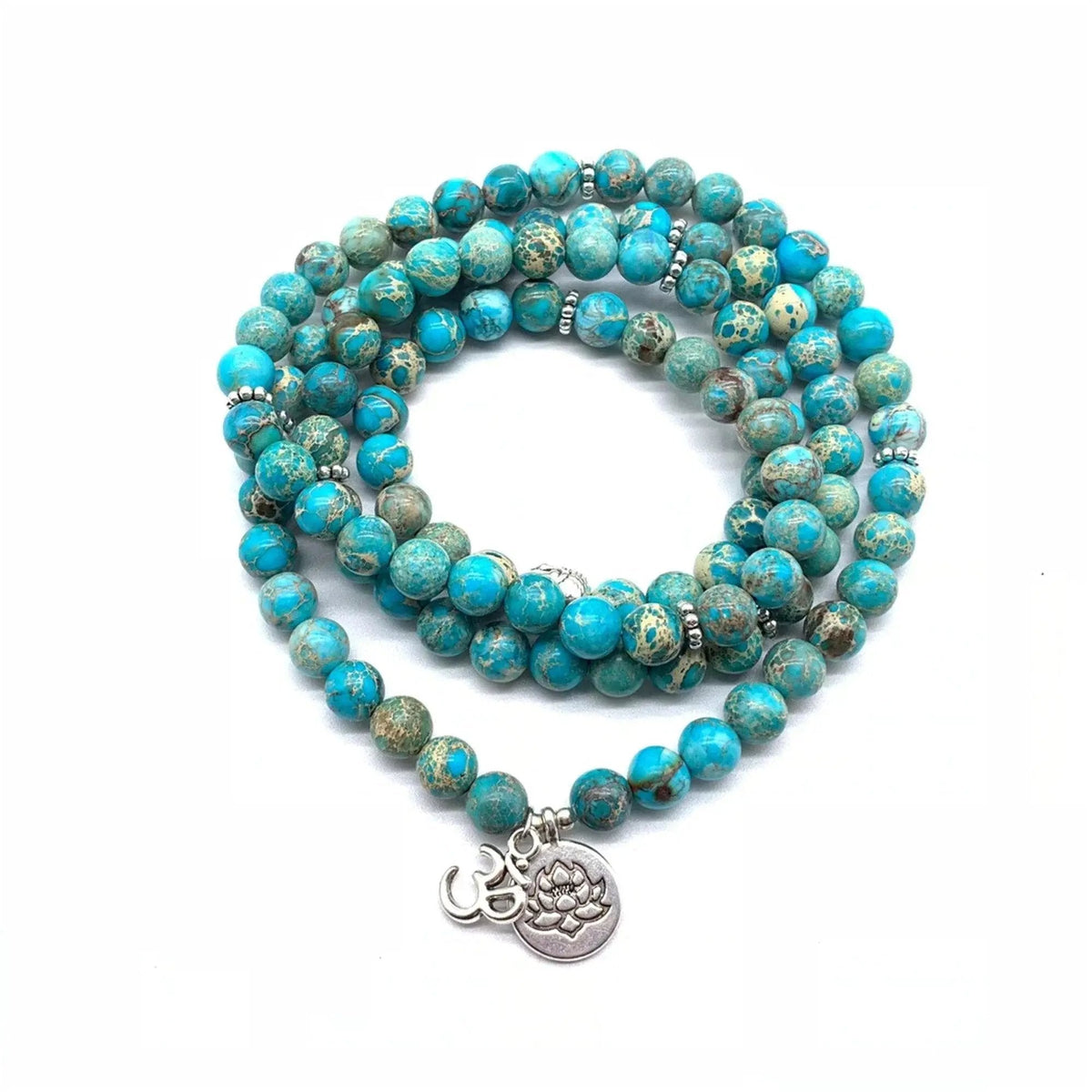 Turquoise Mala Lotus Necklace - 108 Beads for Yoga & Meditation | Brahmatells by Brahmatells