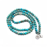 Turquoise Mala Lotus Necklace - 108 Beads for Yoga & Meditation | Brahmatells by Brahmatells