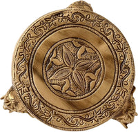 Two Moustaches Elephant Pillars Design Brass Pooja Chowki, Standard, Brown by Brahmatells