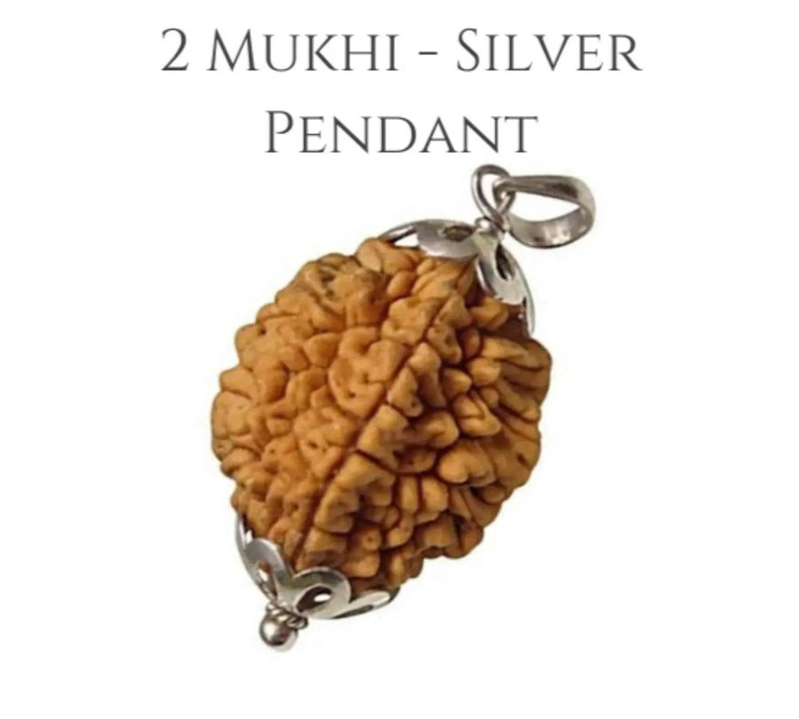 Two Mukhi Rudraksha Silver Pendant - Uniting Dual Energies | Brahmatells by Brahmatells