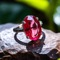 Vermilion Red Ruby Manak Oval Ring in Silver - Unleash Your Potential | Brahmatells by Brahmatells
