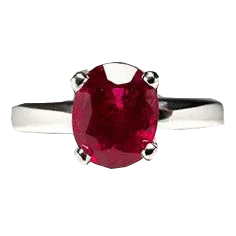 Vermilion Red Ruby Manak Oval Ring in Silver - Unleash Your Potential | Brahmatells by Brahmatells