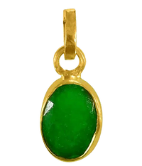 Vibrant Yellowish-Green Emerald Oval Pendant - Panna | Brahmatells by Brahmatells