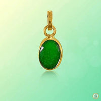 Vibrant Yellowish-Green Emerald Oval Pendant - Panna | Brahmatells by Brahmatells