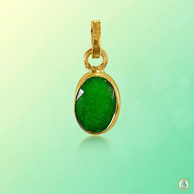 Vibrant Yellowish-Green Emerald Oval Pendant - Panna | Brahmatells by Brahmatells